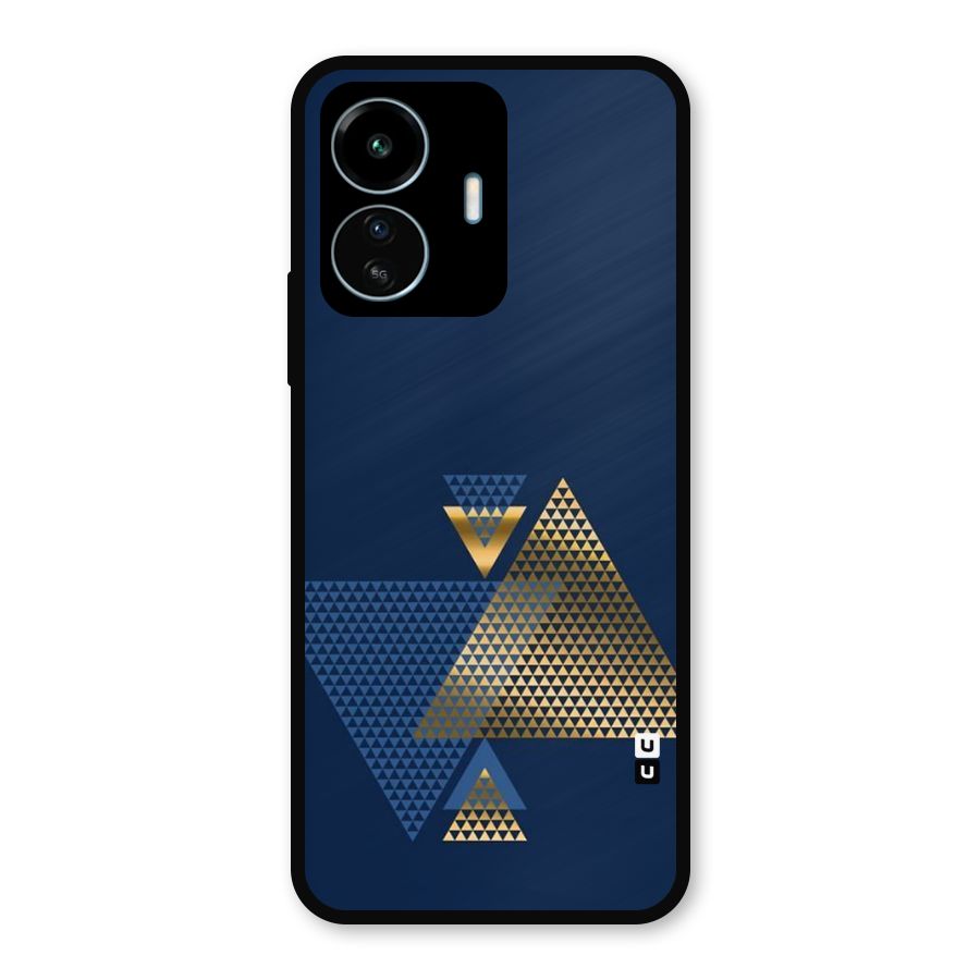 Blue Gold Triangles Metal Back Case for vivo iQOO Z6 Lite 5G