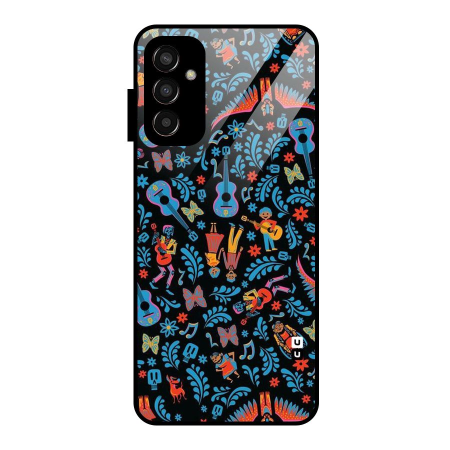 Blue Guitar Pattern Glass Back Case for Galaxy F13
