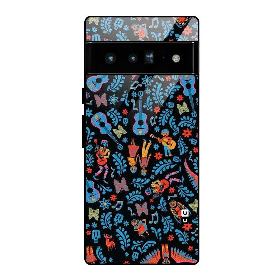Blue Guitar Pattern Glass Back Case for Google Pixel 6 Pro