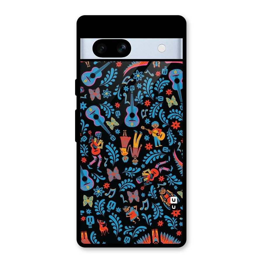 Blue Guitar Pattern Glass Back Case for Google Pixel 7a