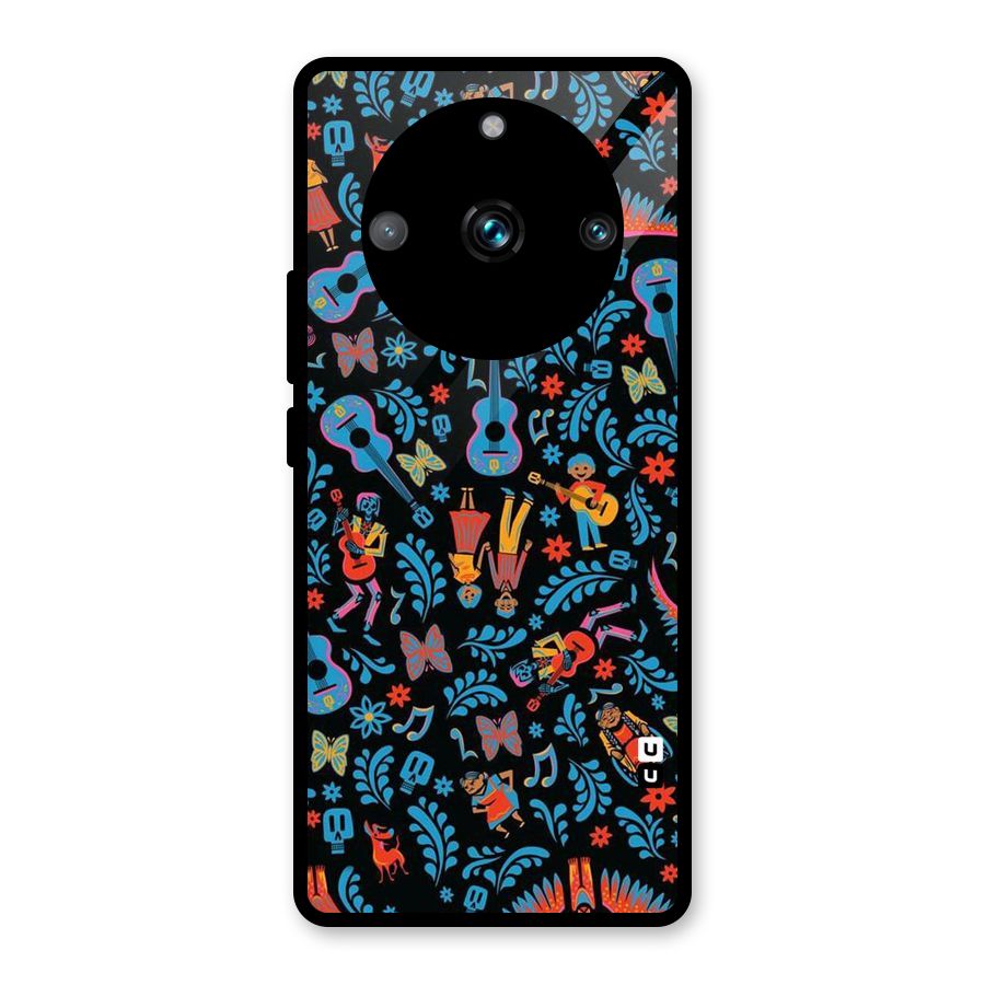 Blue Guitar Pattern Glass Back Case for Realme 11 Pro Plus