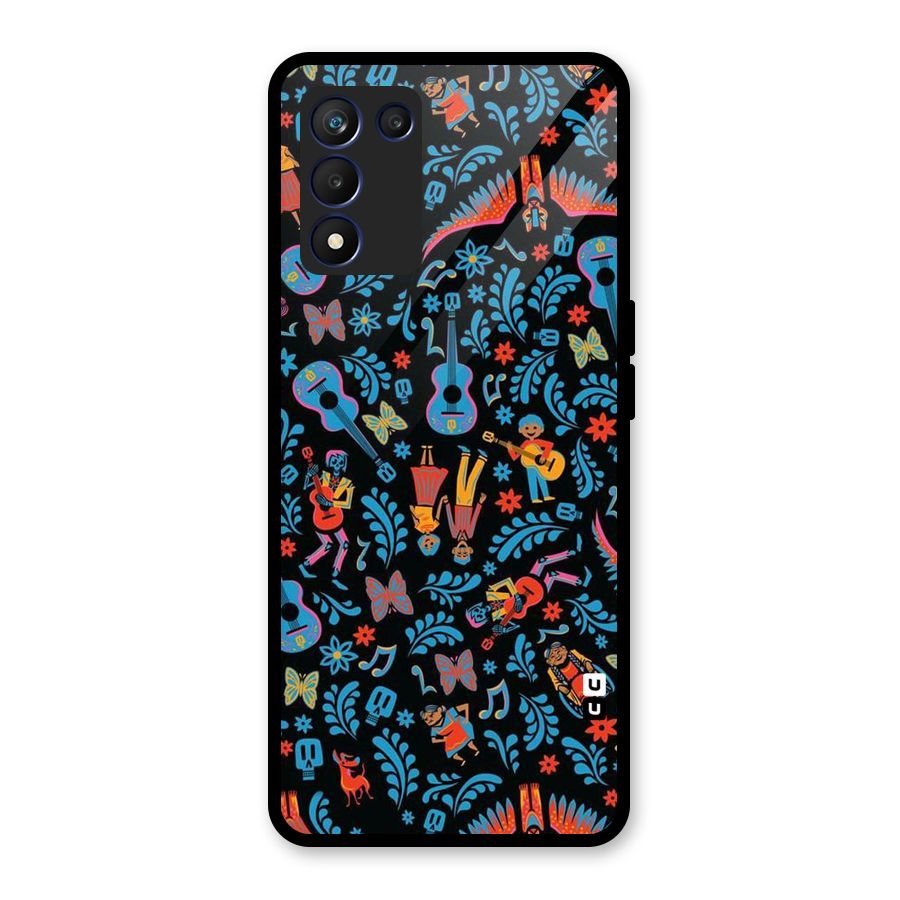 Blue Guitar Pattern Glass Back Case for Realme 9 5G Speed