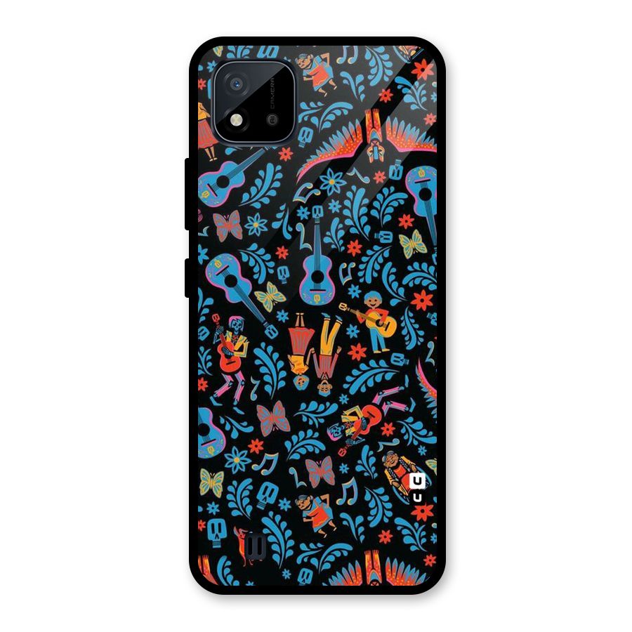 Blue Guitar Pattern Glass Back Case for Realme C11 2021