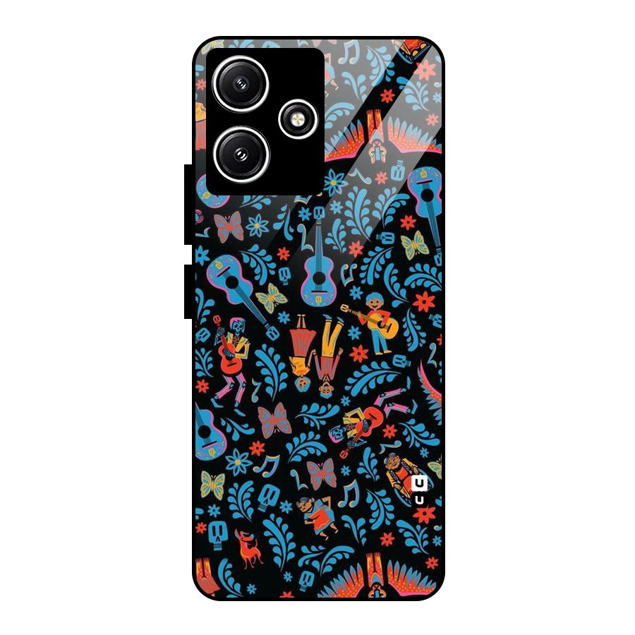 Blue Guitar Pattern Glass Back Case for Redmi 12 5G