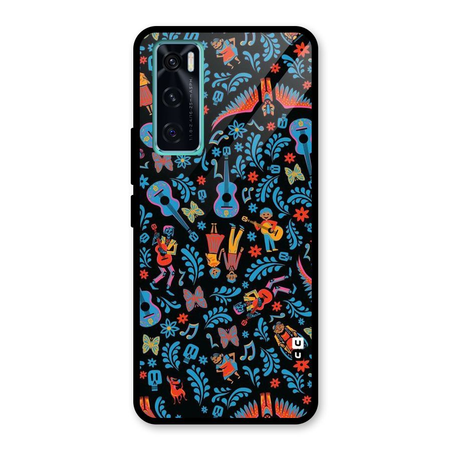 Blue Guitar Pattern Glass Back Case for Vivo V20 SE