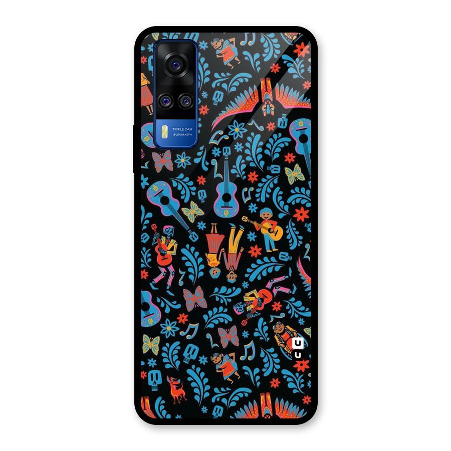 Blue Guitar Pattern Glass Back Case for Vivo Y31