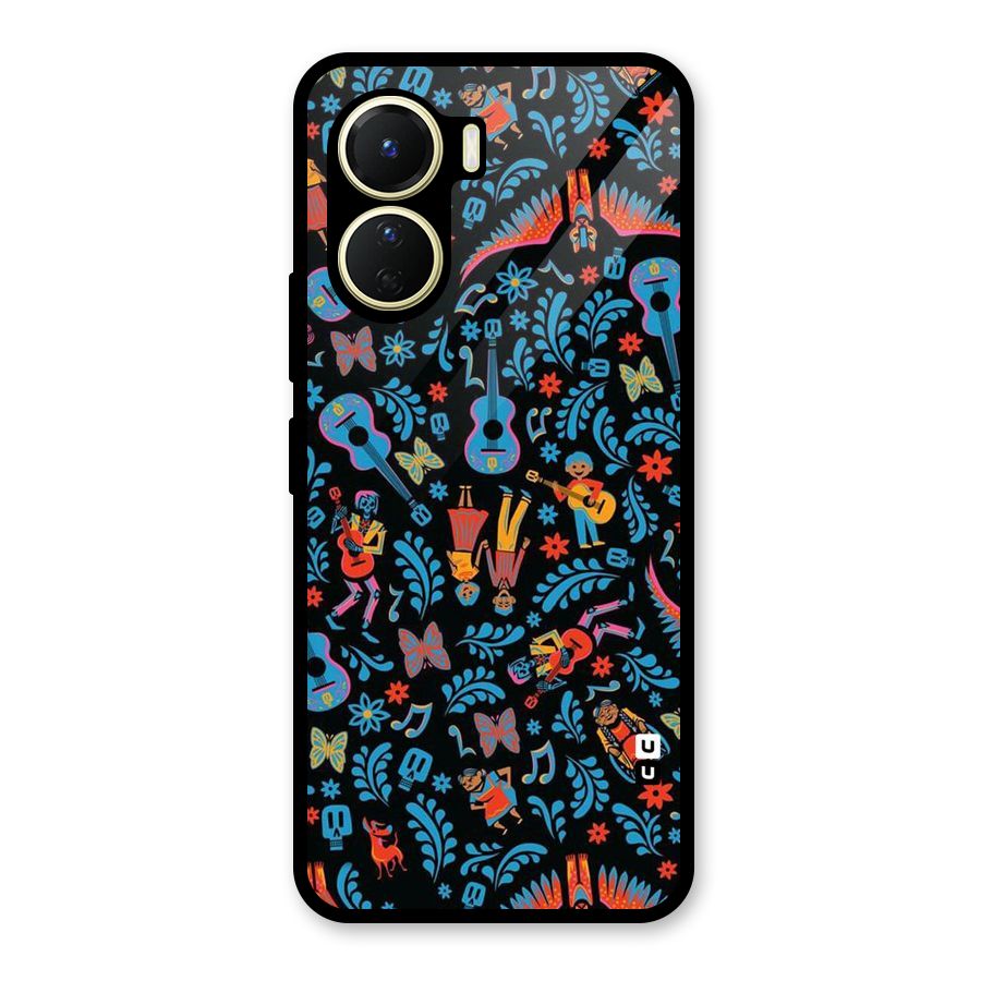 Blue Guitar Pattern Glass Back Case for Vivo Y56