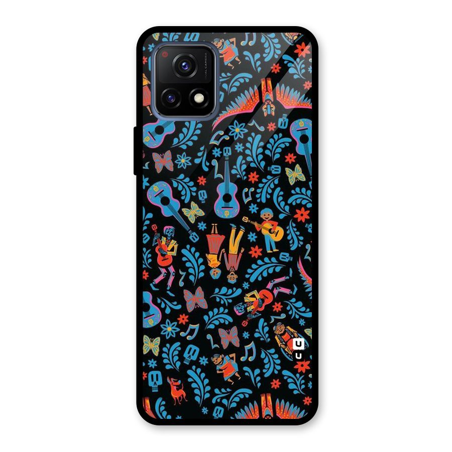 Blue Guitar Pattern Glass Back Case for Vivo Y72 5G