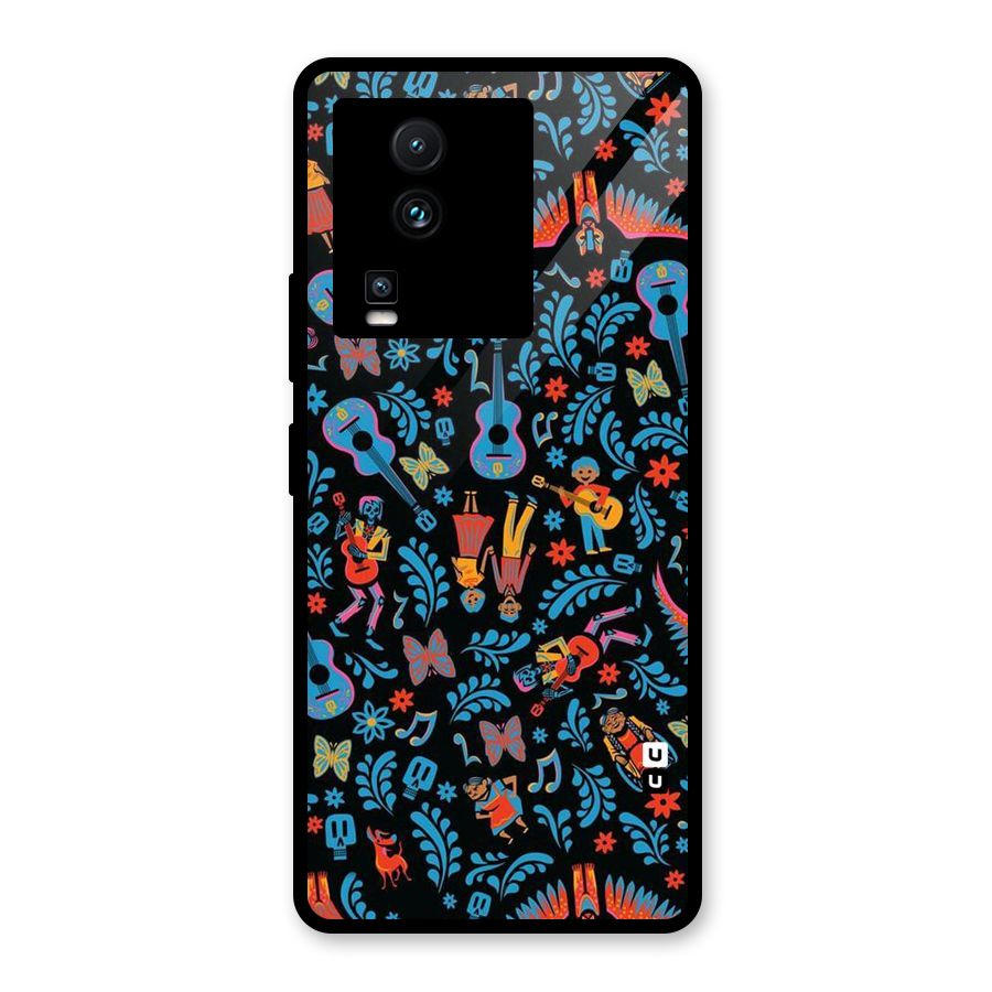 Blue Guitar Pattern Glass Back Case for Vivo iQOO Neo 7 Pro