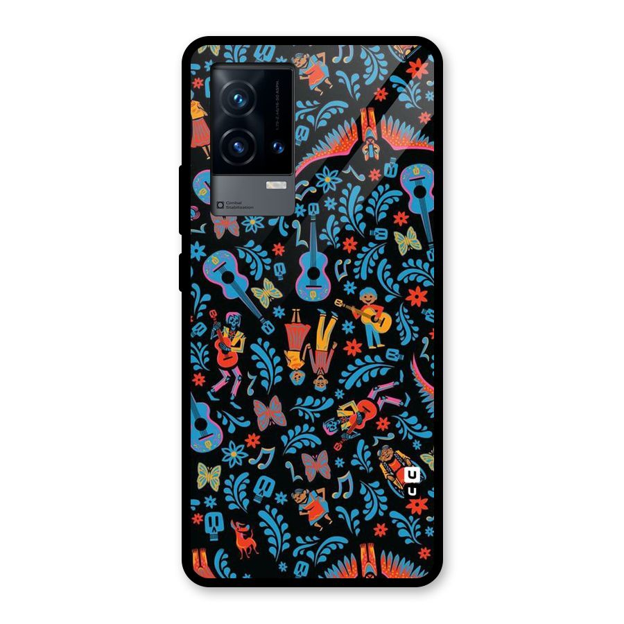Blue Guitar Pattern Glass Back Case for iQOO 9 5G