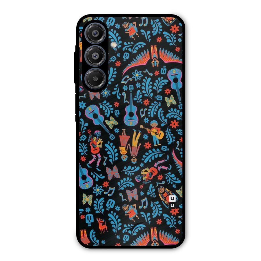 Blue Guitar Pattern Metal Back Case for Galaxy A16 5G