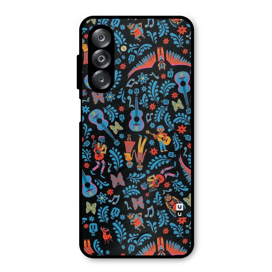 Blue Guitar Pattern Metal Back Case for Galaxy A26
