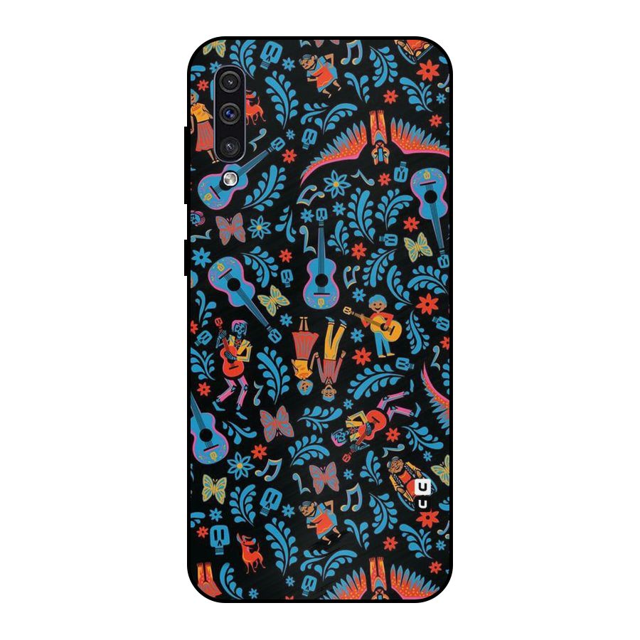 Blue Guitar Pattern Metal Back Case for Galaxy A30s
