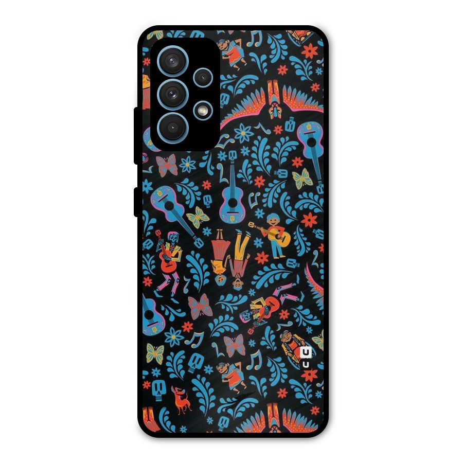 Blue Guitar Pattern Metal Back Case for Galaxy A32