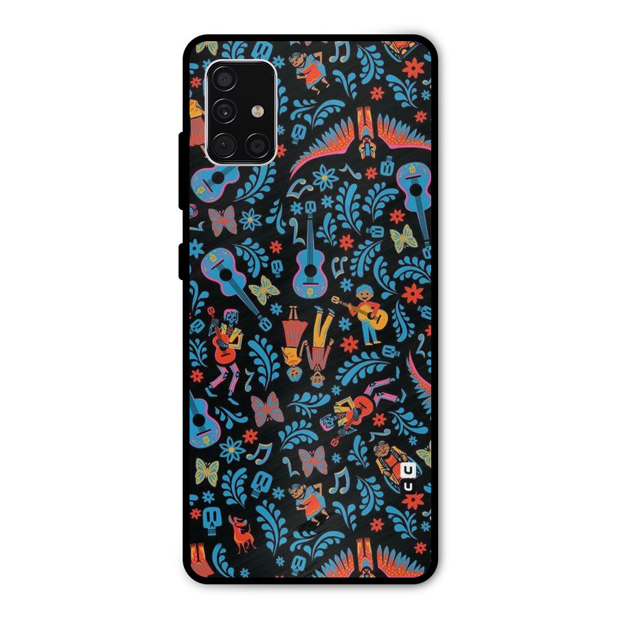 Blue Guitar Pattern Metal Back Case for Galaxy A51