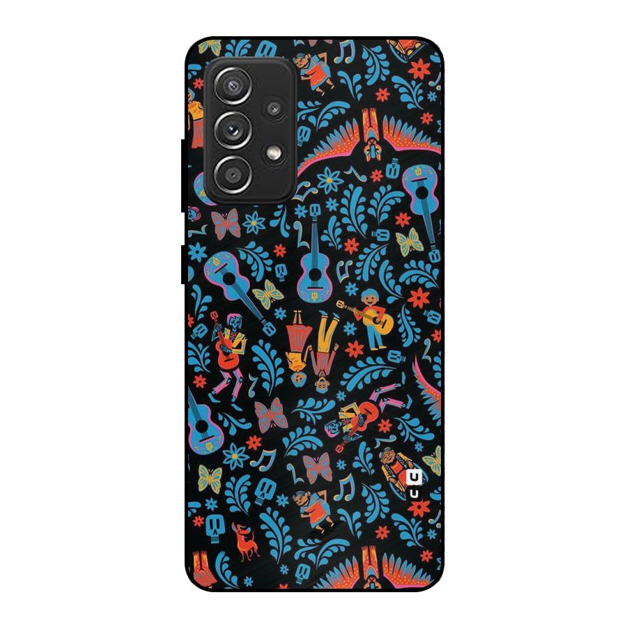 Blue Guitar Pattern Metal Back Case for Galaxy A52s 5G
