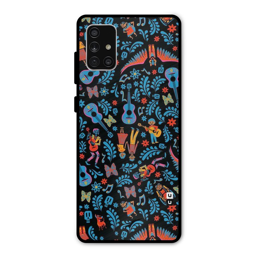 Blue Guitar Pattern Metal Back Case for Galaxy A71