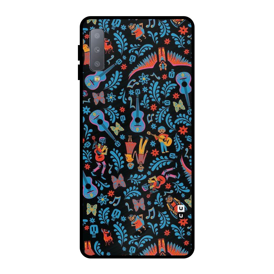 Blue Guitar Pattern Metal Back Case for Galaxy A7 (2018)