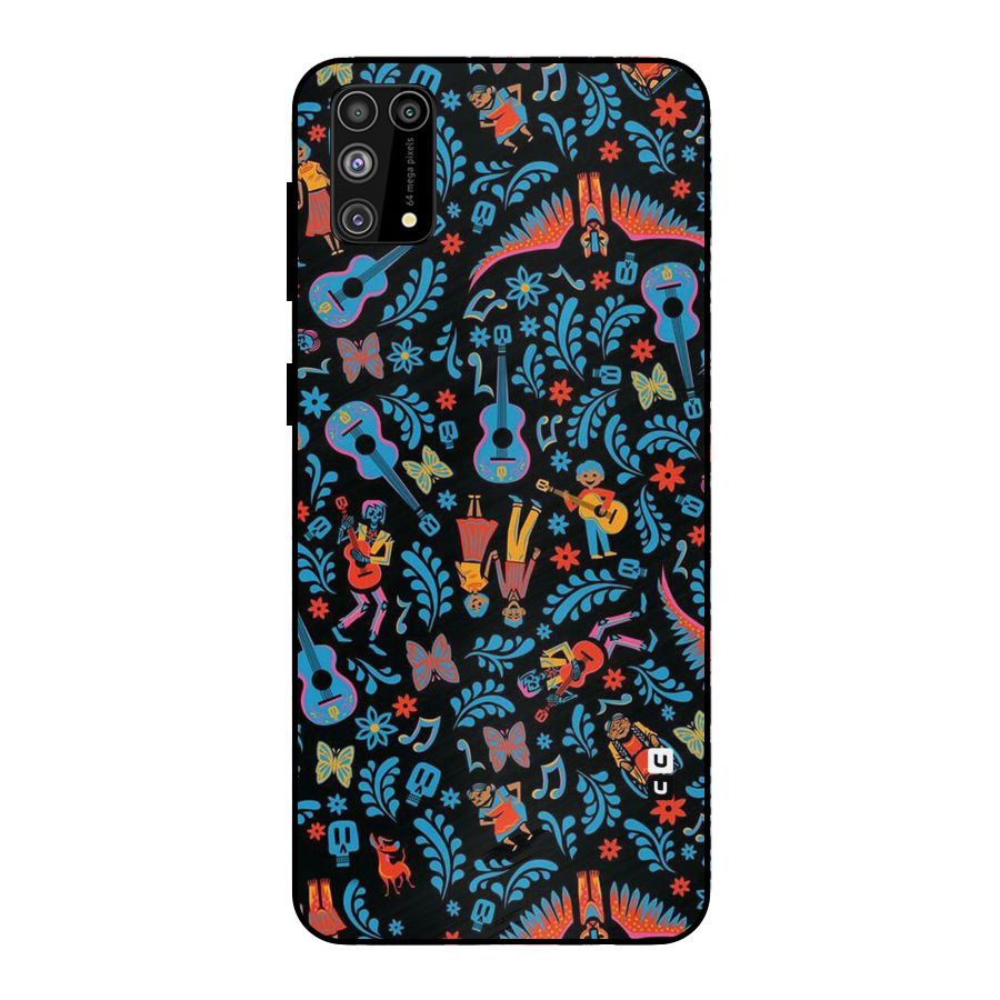 Blue Guitar Pattern Metal Back Case for Galaxy F41