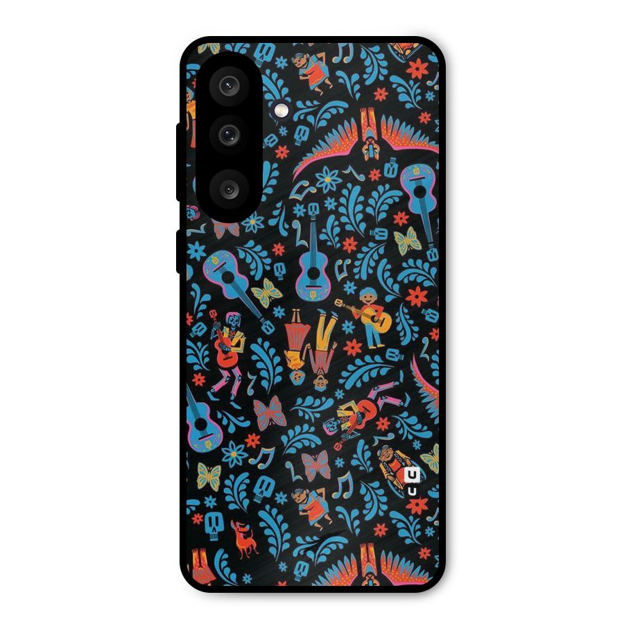 Blue Guitar Pattern Metal Back Case for Galaxy F56