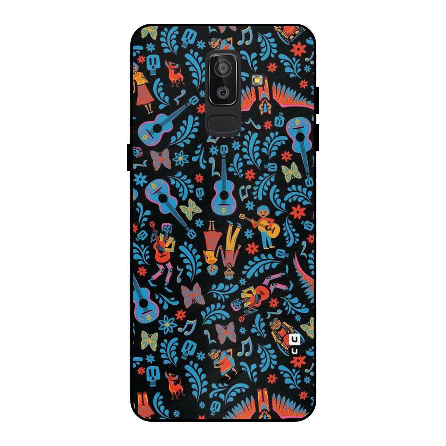 Blue Guitar Pattern Metal Back Case for Galaxy J8