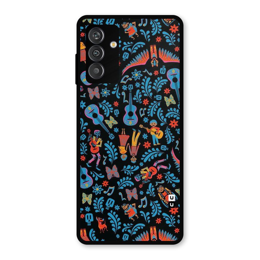 Blue Guitar Pattern Metal Back Case for Galaxy M13