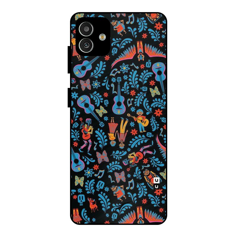 Blue Guitar Pattern Metal Back Case for Galaxy M13 5G