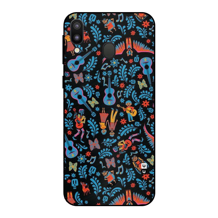 Blue Guitar Pattern Metal Back Case for Galaxy M20