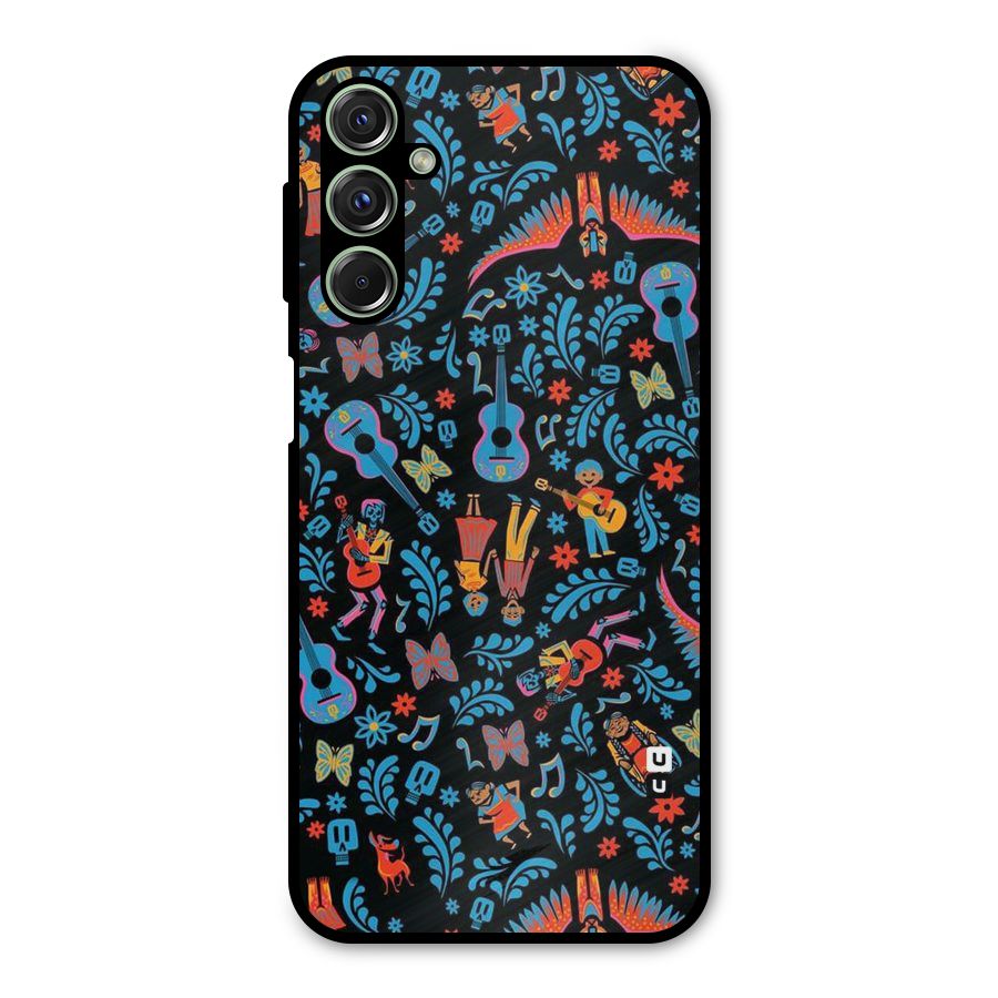 Blue Guitar Pattern Metal Back Case for Galaxy M34