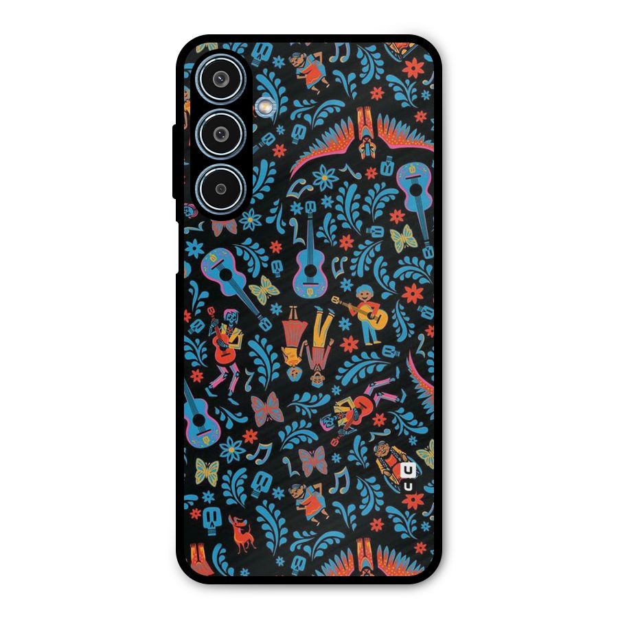 Blue Guitar Pattern Metal Back Case for Galaxy M35