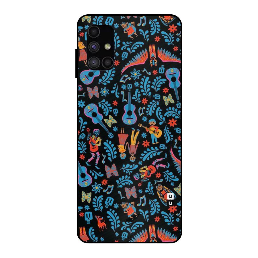 Blue Guitar Pattern Metal Back Case for Galaxy M51