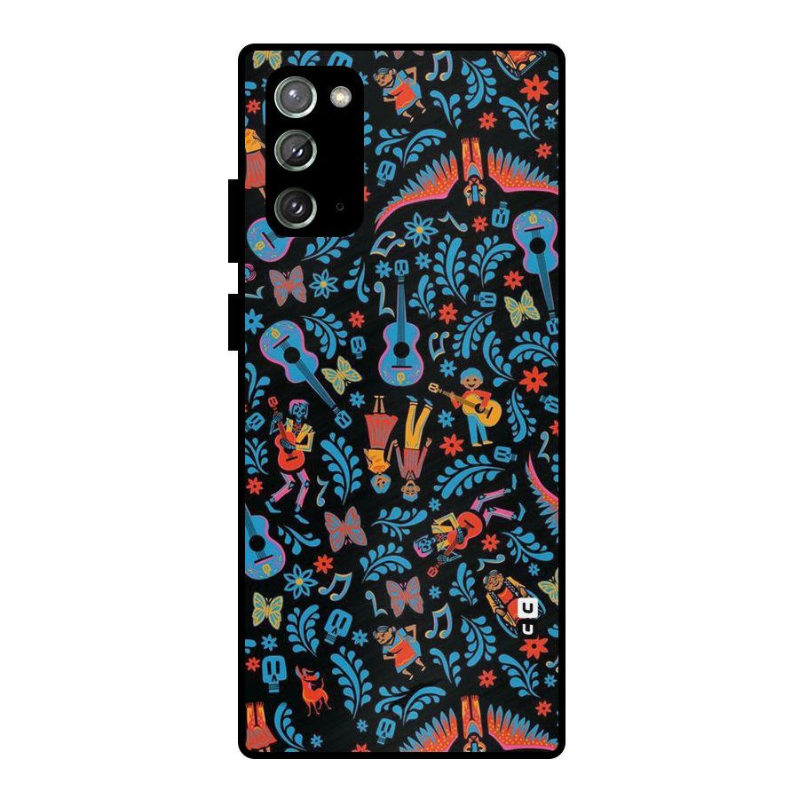 Blue Guitar Pattern Metal Back Case for Galaxy Note 20