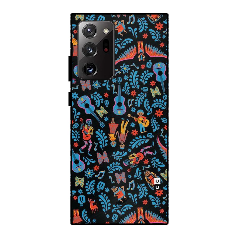 Blue Guitar Pattern Metal Back Case for Galaxy Note 20 Ultra