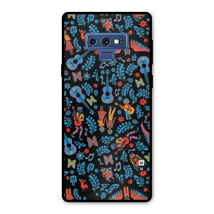 Blue Guitar Pattern Metal Back Case for Galaxy Note 9