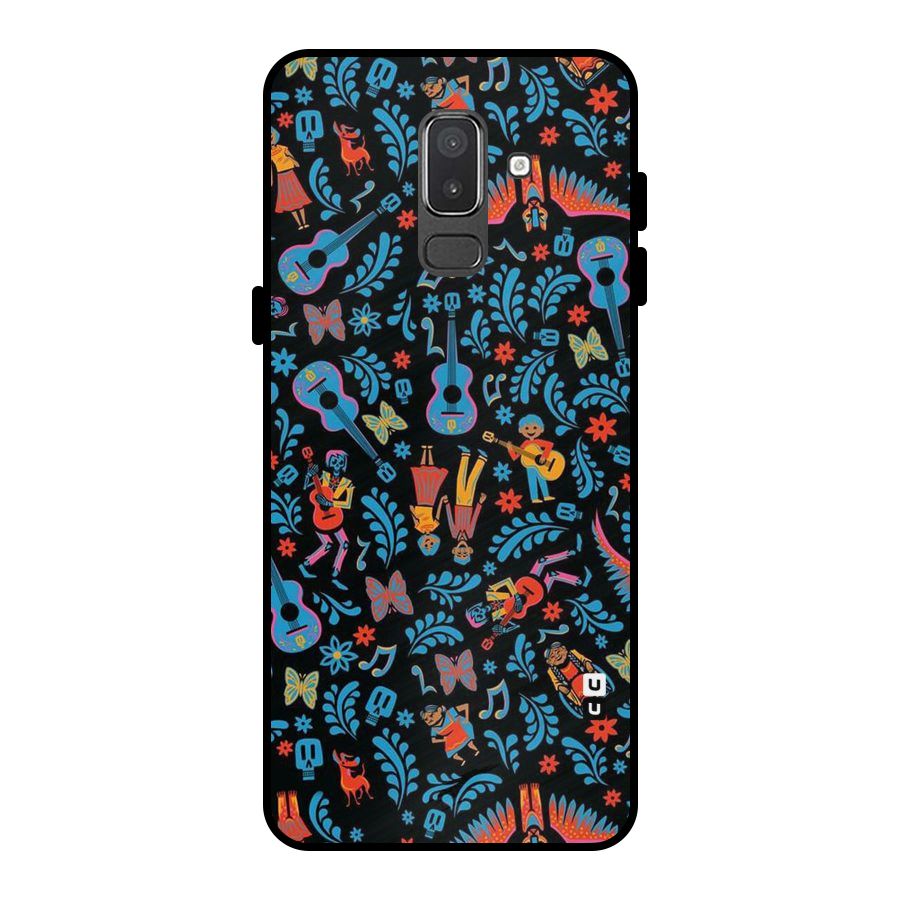 Blue Guitar Pattern Metal Back Case for Galaxy On8 (2018)