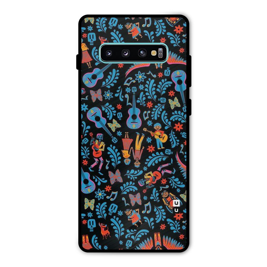 Blue Guitar Pattern Metal Back Case for Galaxy S10 Plus