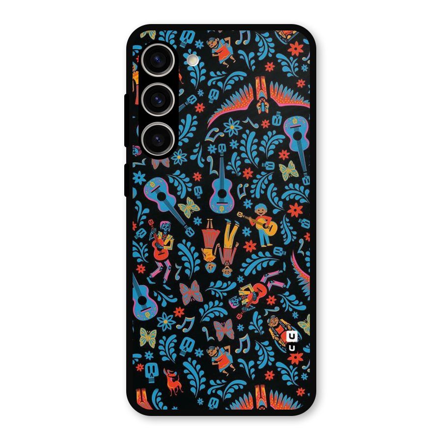 Blue Guitar Pattern Metal Back Case for Galaxy S23 Plus