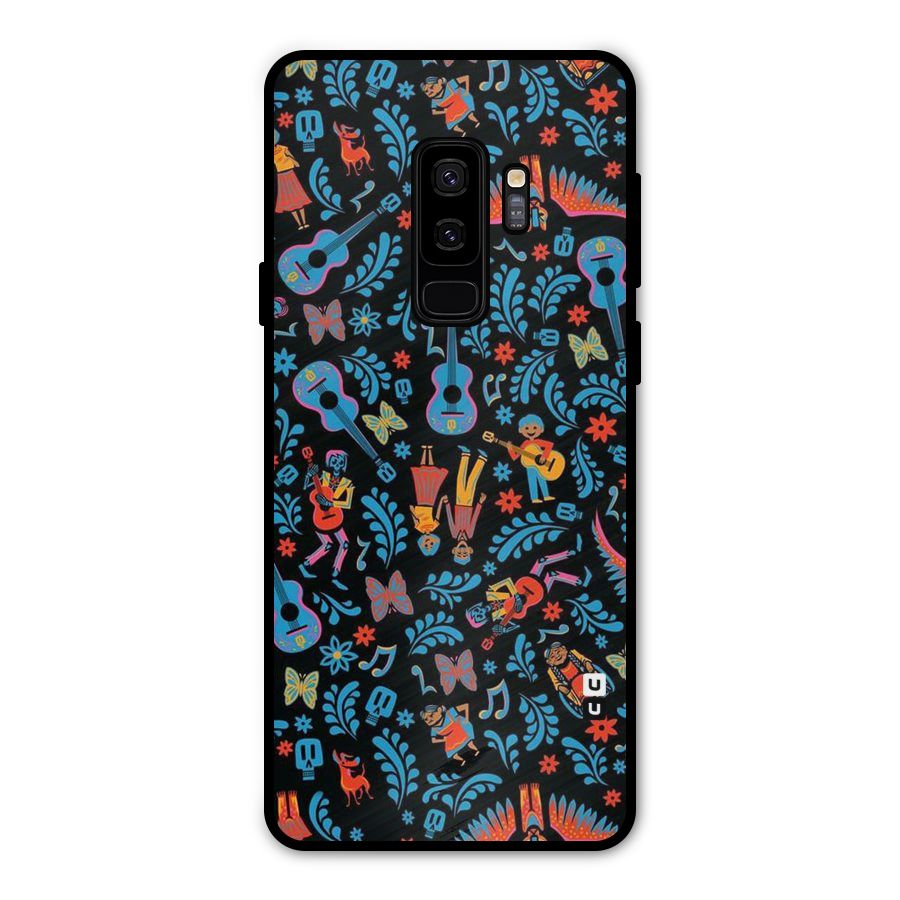 Blue Guitar Pattern Metal Back Case for Galaxy S9 Plus