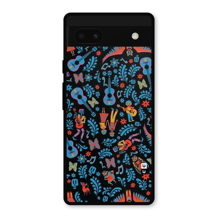 Blue Guitar Pattern Metal Back Case for Google Pixel 6a