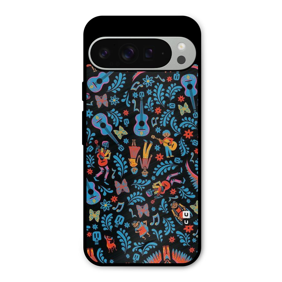 Blue Guitar Pattern Metal Back Case for Google Pixel 9 Pro XL