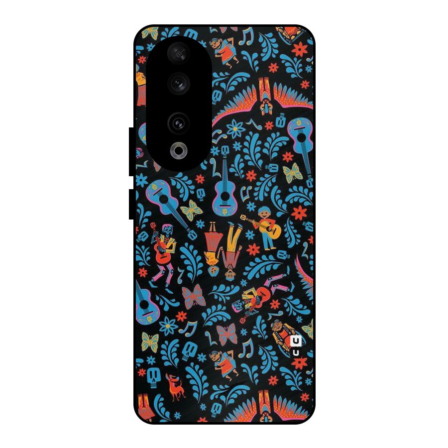 Blue Guitar Pattern Metal Back Case for Honor 90