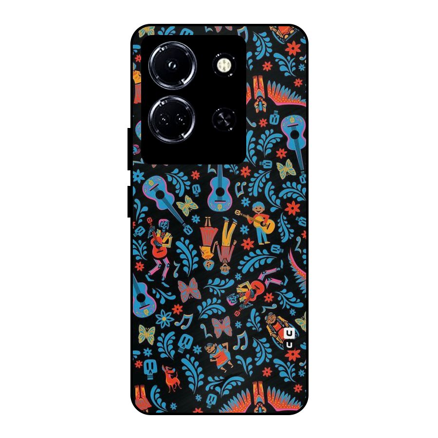 Blue Guitar Pattern Metal Back Case for Infinix Note 30 5G