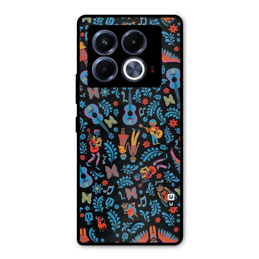 Blue Guitar Pattern Metal Back Case for Infinix Note 40 5G