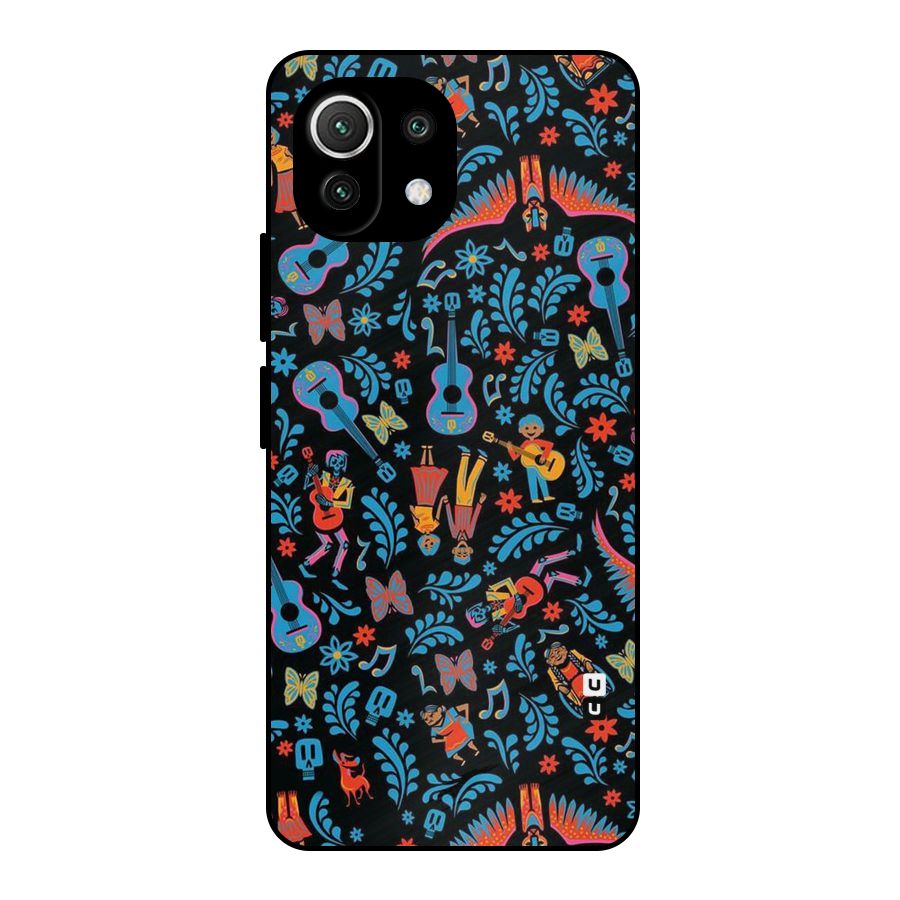 Blue Guitar Pattern Metal Back Case for Mi 11 Lite