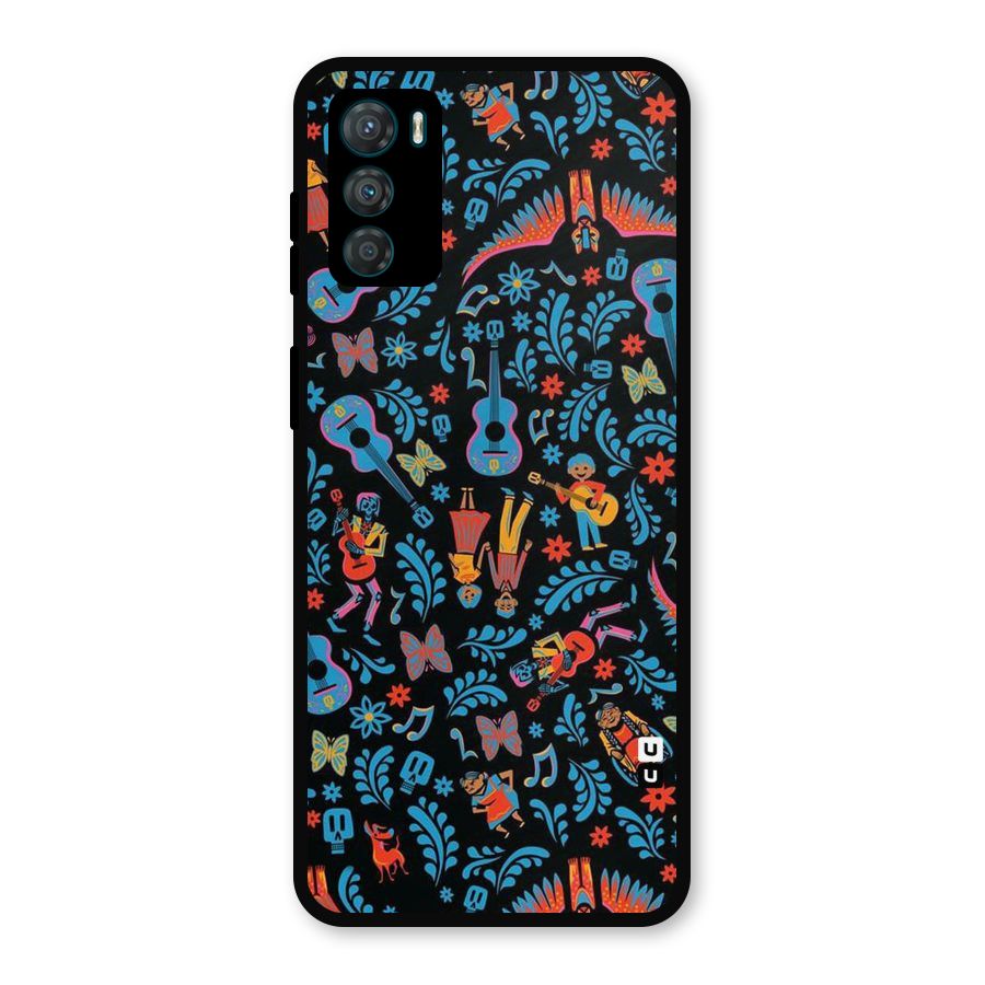 Blue Guitar Pattern Metal Back Case for Moto G42