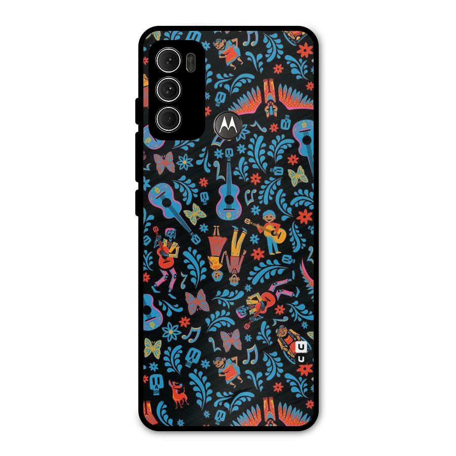 Blue Guitar Pattern Metal Back Case for Moto G60