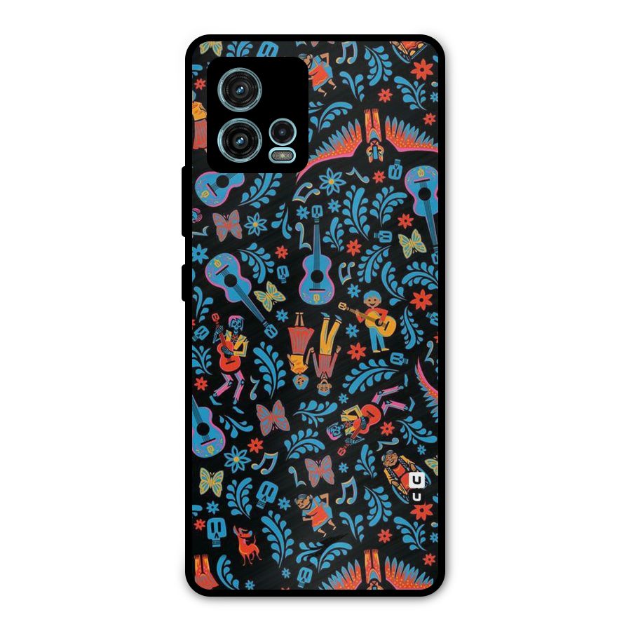 Blue Guitar Pattern Metal Back Case for Moto G72