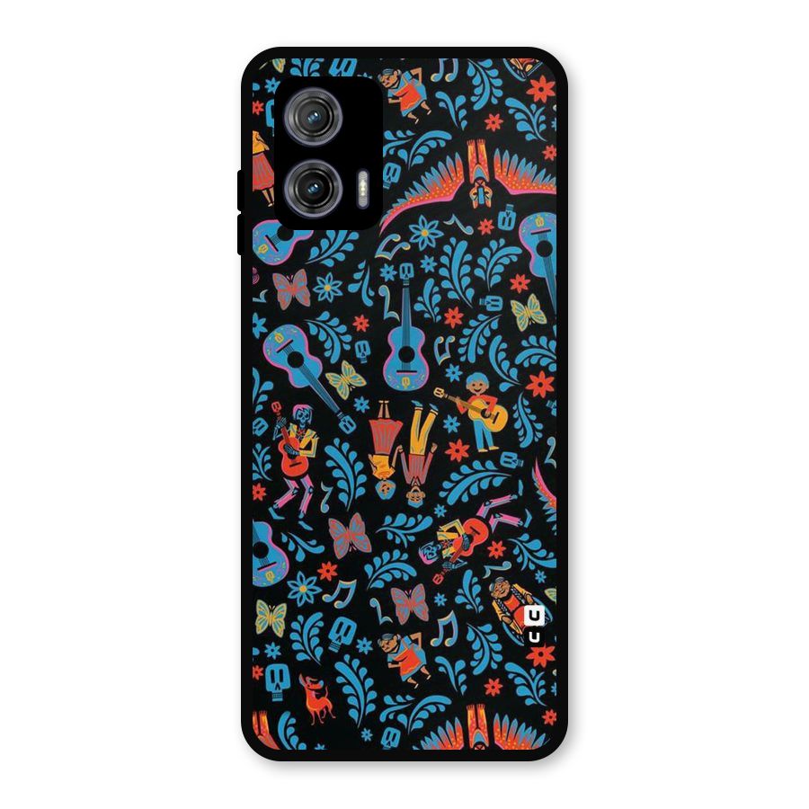 Blue Guitar Pattern Metal Back Case for Moto G73