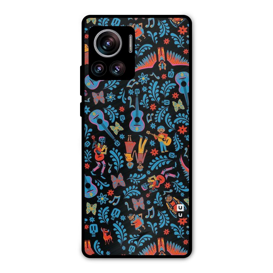 Blue Guitar Pattern Metal Back Case for Motorola Edge 30 Ultra