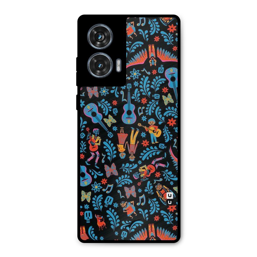 Blue Guitar Pattern Metal Back Case for Motorola Edge 50 Fusion